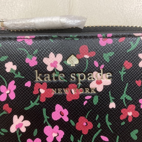 NWT Kate Spade Black Floral Splendid Ditsy Schuyler Small L Zip Bifold Wallet - Picture 5 of 15